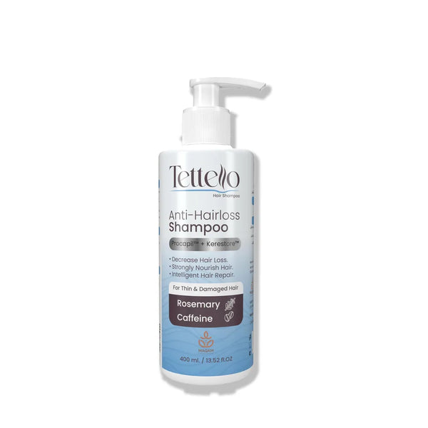 TETTELO Anti Hair Loss Shampoo for Thin and Damaged Hair with Rose and Caffeine 400ml