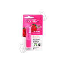 Beesline Strawberry Lip Care 4g - Strawberry flavored lip balm for moisturizing and protection.