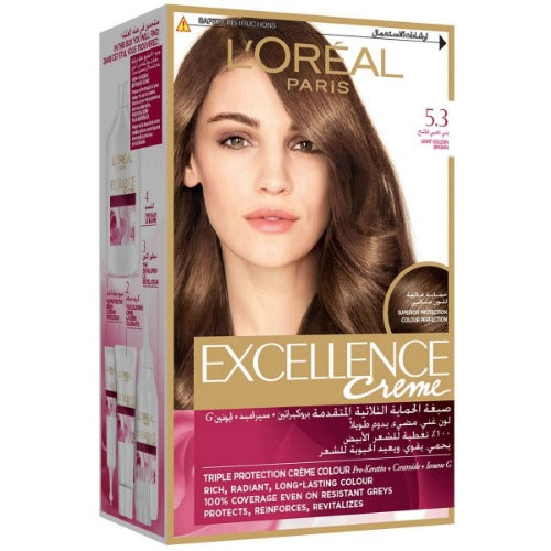 LOREAL EXCELLENCE HAIR COLOR CREAM 5.3 LIGHT GOLDEN BROWN