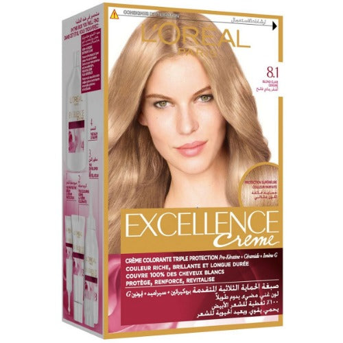 LOREAL EXCELLENCE HAIR COLOR CREAM 8.1 LIGHT ASH BLONDE