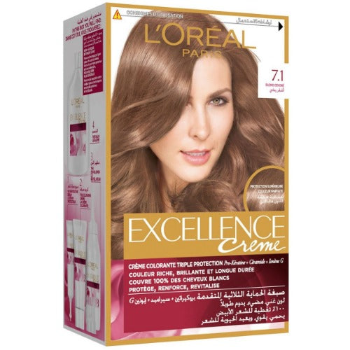 LOREAL EXCELLENCE HAIR COLOR CREAM 7.1 ASH BLONDE