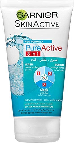 GARNIER PURE ACTIVE WASH & SCRUB & MASK 150 ML