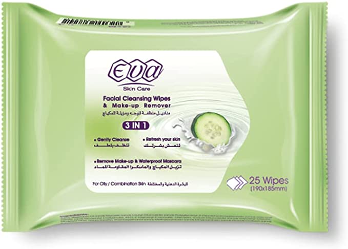 EVA MAKEUP REMOVER OILY & COMBINED WIPES 25 PIECES (20% OFFER)