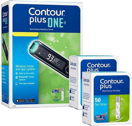 CONTOUR PLUS ONE BLOOD GLUCOSE MONITOR + 2 BOX 50 STRIP