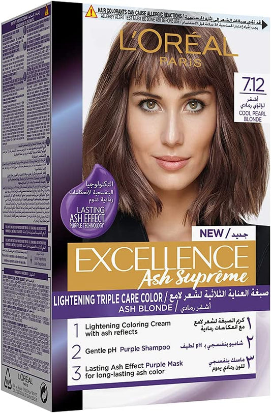 LOREAL EXCELLENCE HAIR COLOR ASH SUPREME 7.12 COOL PEARL BLONDE