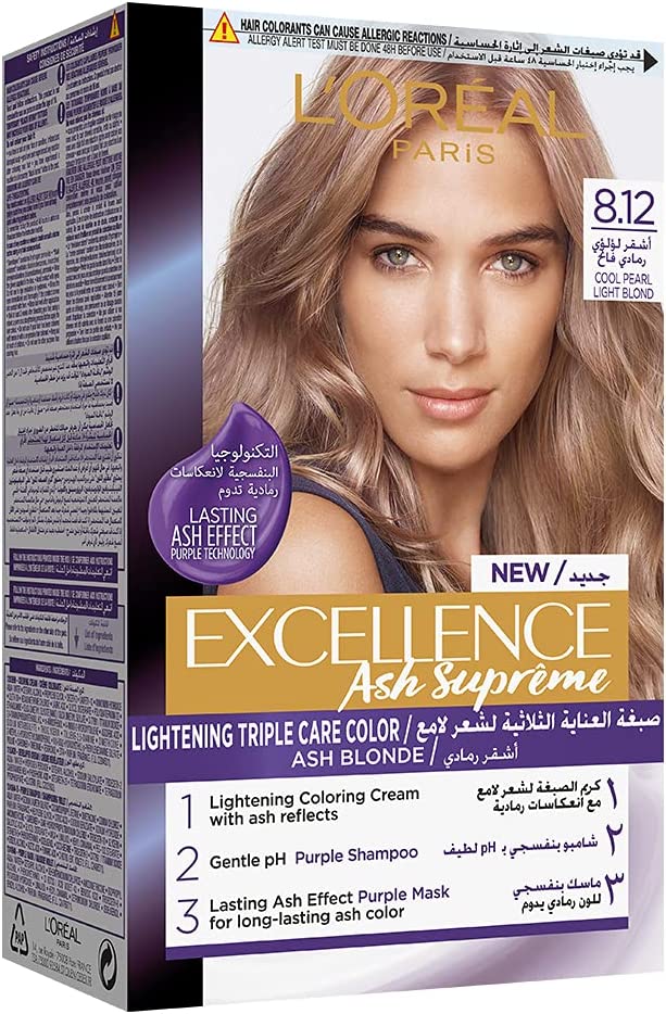 LOREAL EXCELLENCE HAIR COLOR ASH SUPREME 8.12 COOL PEARL LIGHT BLONDE