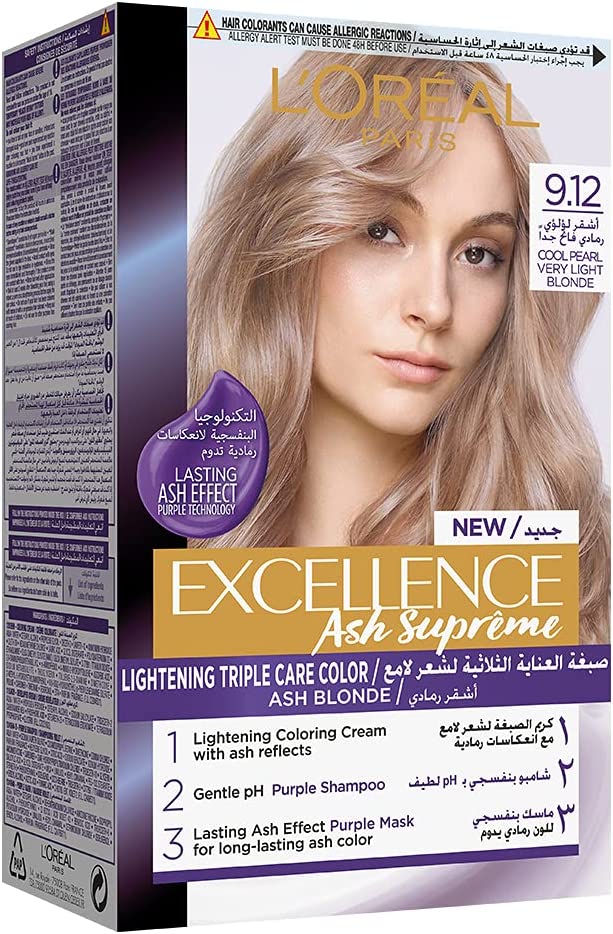 LOREAL EXCELLENCE HAIR COLOR ASH SUPREME 9.12 COOL PEARL VERY LIGHT BLONDE