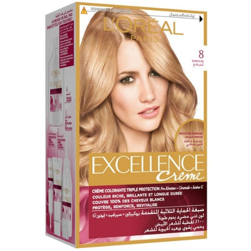 LOREAL EXCELLENCE HAIR COLOR CREAM 8 LIGHT BLONDE