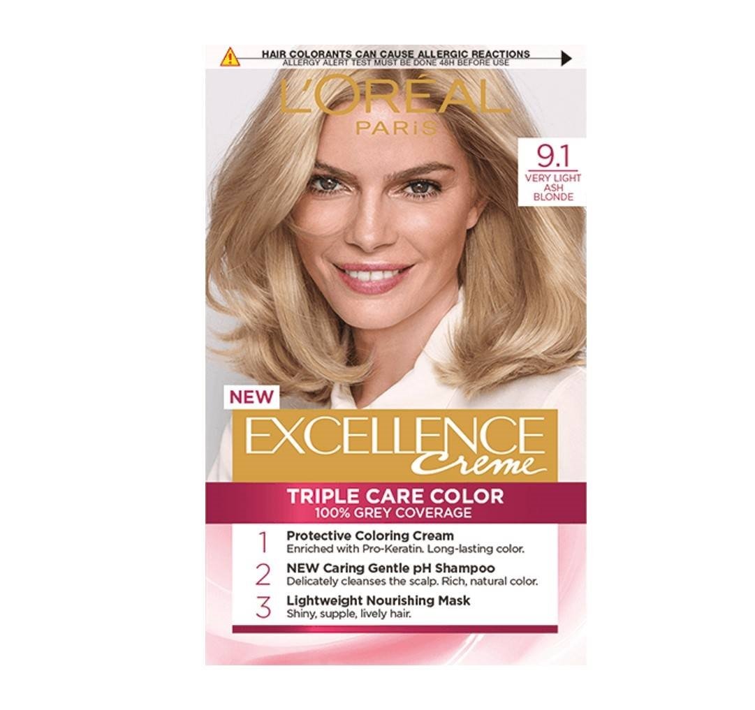 LOREAL EXCELLENCE HAIR COLOR CREAM 9.1 VERY LIGHT ASH BLONDE (15%OFF)