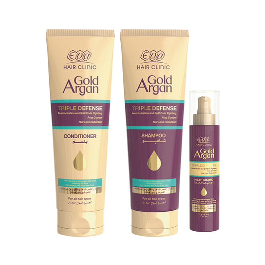 EVA HAIR GOLD ARGAN SHAMPOO & CONDITIONER & HEAT GUARD (OFFER)